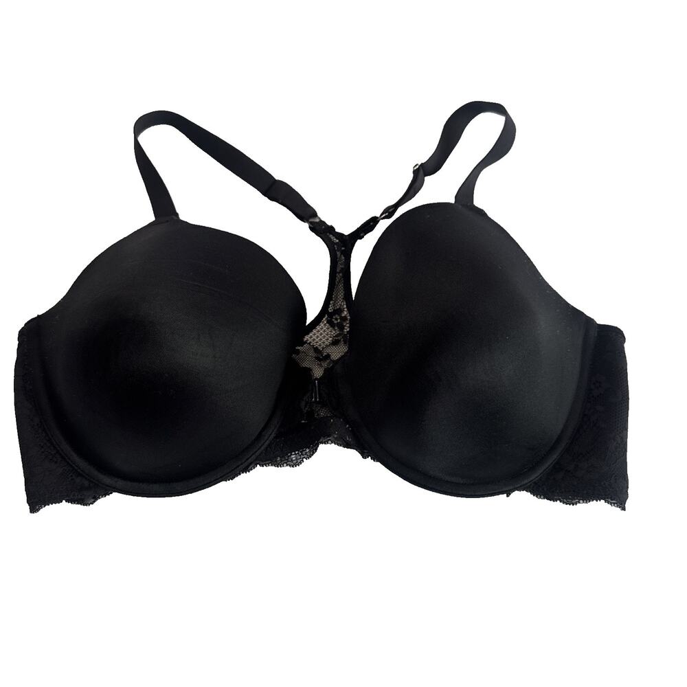 Maidenform One Fab Fit Bra Size 38DD Black Front Close Lace Racerback 07112